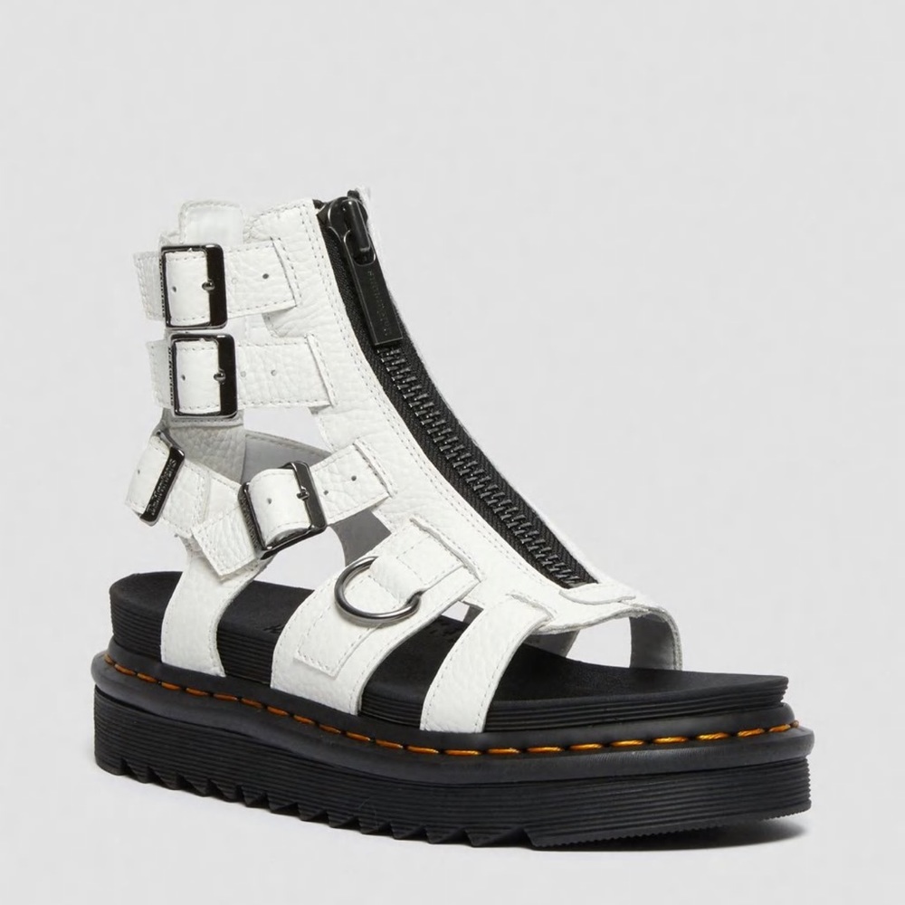 DR MARTENS OLSON ZIPPED LEATHER STRAP SANDALS